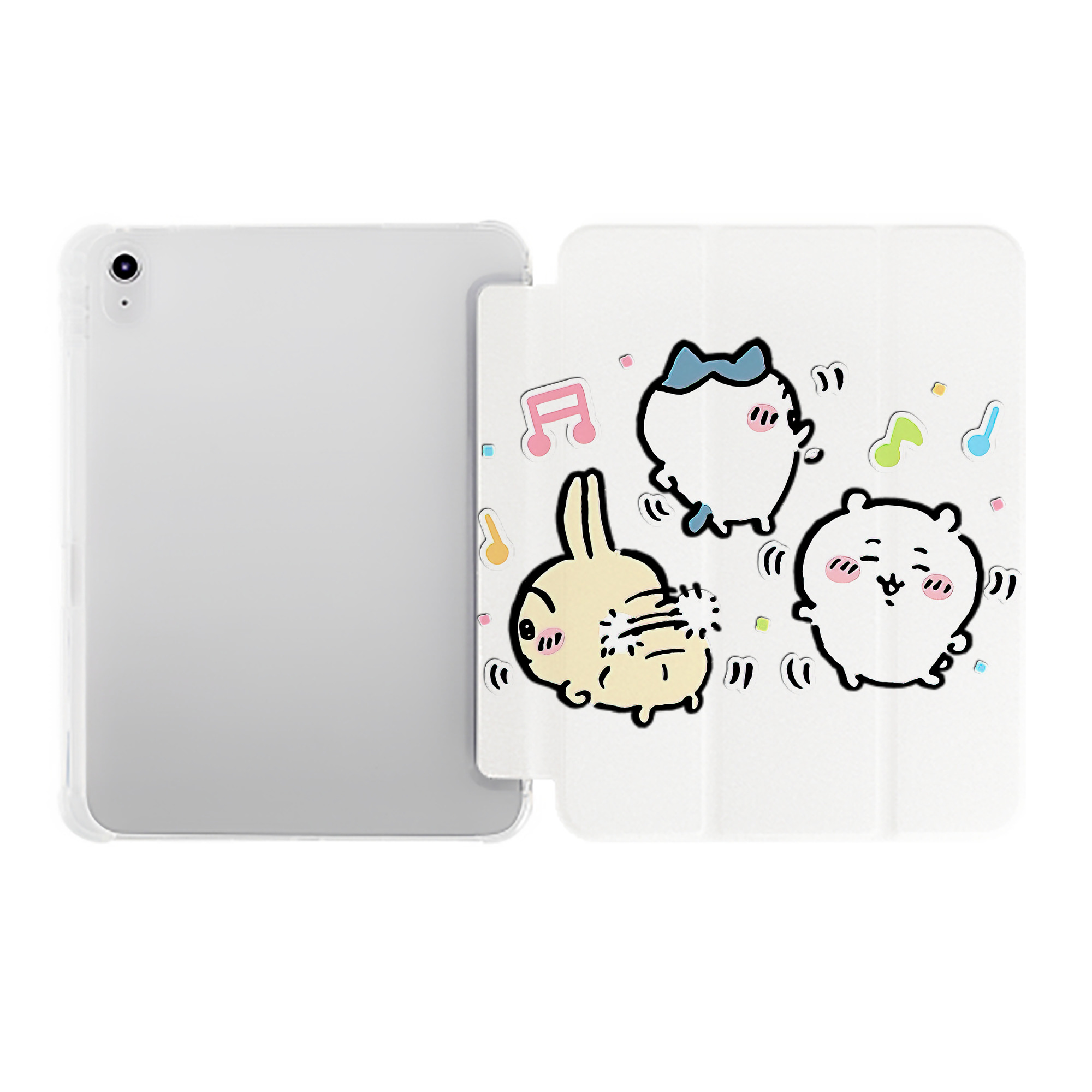 （画像用） ちいかわ うさぎ Chii-kawa usagi IPad ケース ペン収納付き 三つ折りスタンド PUレザー×シリコン 対応機種9.5/10.5/10.9インチ